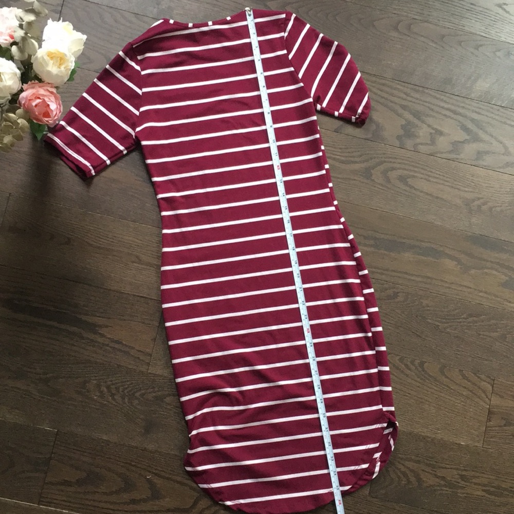 Capella Striped Burgundy Bodycon Dress - Picture 7 of 8